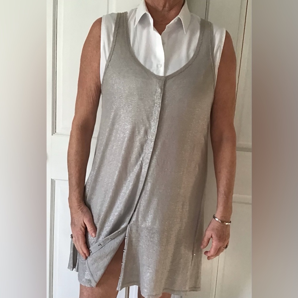 Alice+Olivia Silvery Sheer Linen Dress